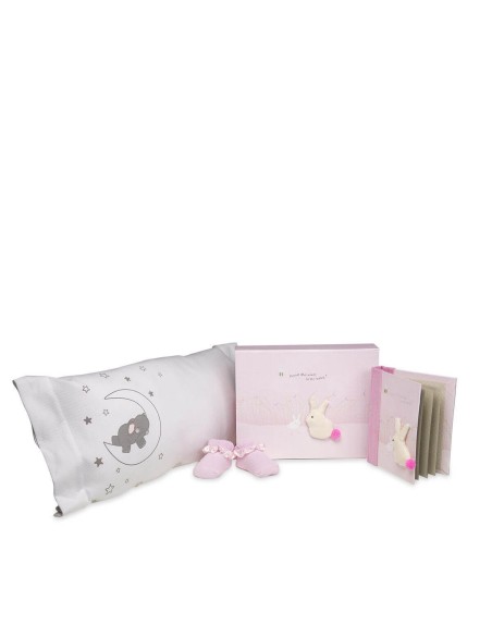 Set regalo cojín elefante rosa