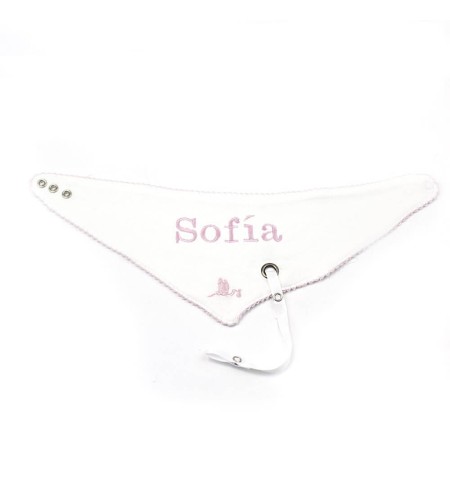 Set Regalo Baberos Bordados con Chupete Personalizado rosa