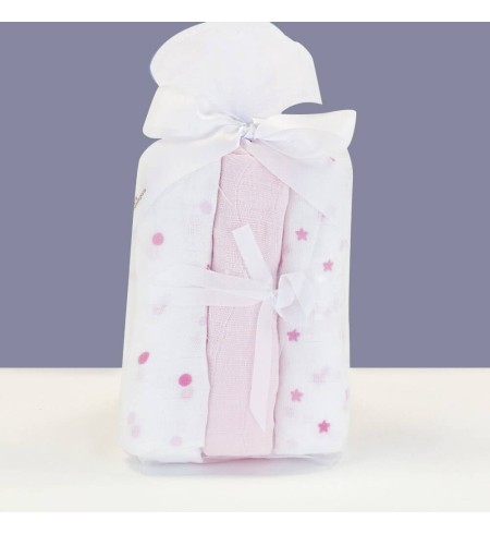 Kit Muselina Bebé y Osito de Peluche rosa